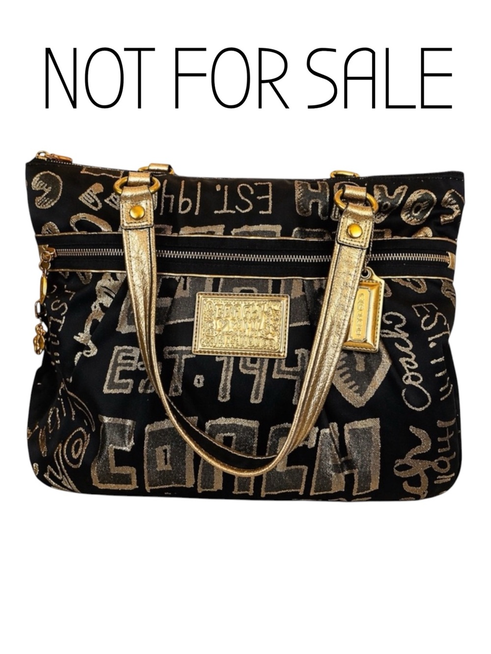 NOT FOR SALE Coach Rare 2010 Gold Graffiti Tote Shoulder Bag style 15301 |